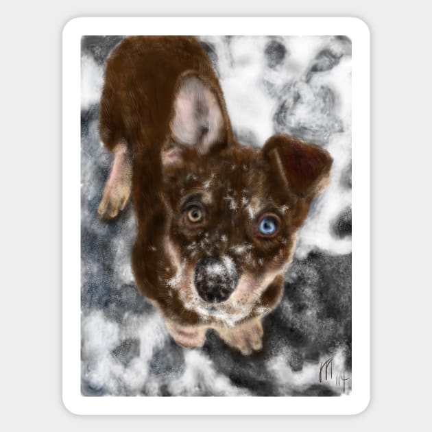 Husky Puppy in Snow Sticker by LITDigitalArt